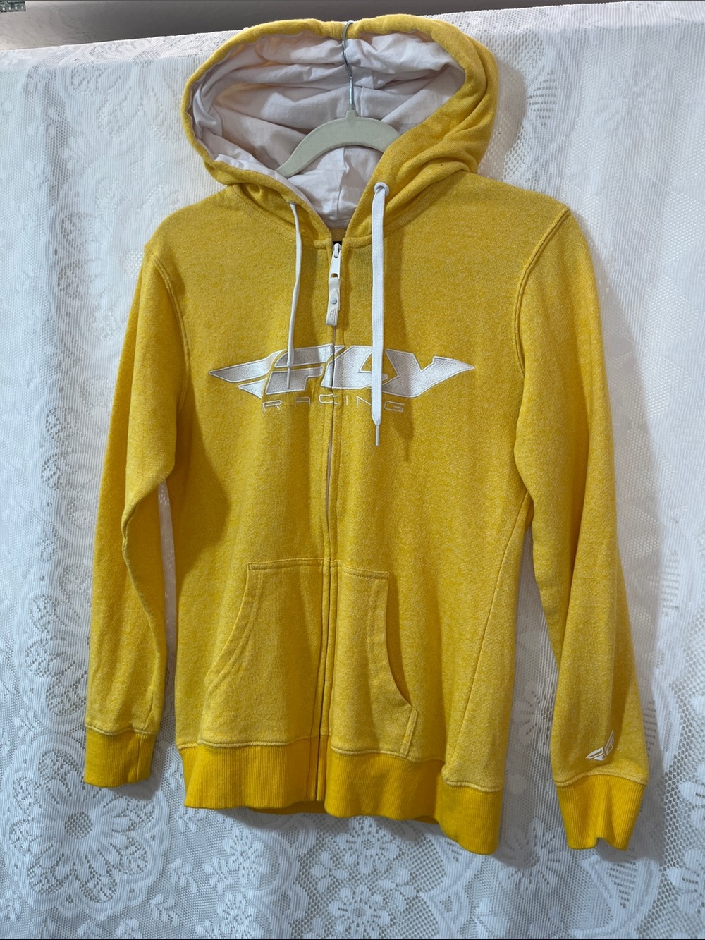 😻5for$15😻 Fly Racing Yellow Zip Hoodie with White Trim M